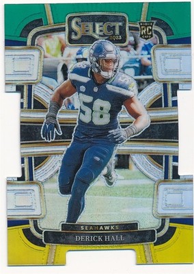 DERICK HALL 2023 SELECT CONCOURSE GREEN YELLOW PRIZM DIE-CUT #85 RC ROOKIE MINT