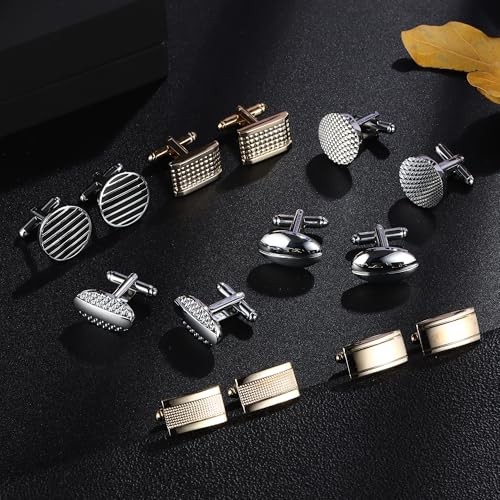 2 Pairs Initial Cufflinks For Men - Silver & Gold Letter Cuff Links Set With Gift Box, For Weddings, Gifts, Formal Wear