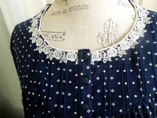 NEW SOFT COMFY DARK BLUE w/WHITE LACE SECRET TREASURES LONG SLEEVE NIGHTGOWN 2X