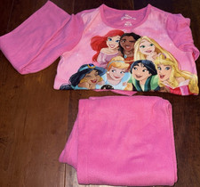 Bundle-Disney Girls Pajama Set Frozen Princess 2 Piece Long Sleeve 7/8 Pink Blue