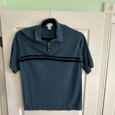 Pierre Cardin Blue L Polo Shirt Short Sleeve Cotton Acrylic Knit Button Solid