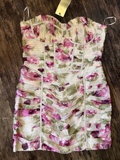 Rise Fabulous Corset-Style Strapless Rouched Dress Pink Cream UK 16 US 12 BNWT