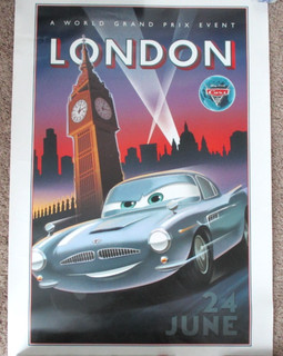 Disney Pixar CARS 2 World Grand Prix Event Londra Locandina Film 18 3/4" x 27