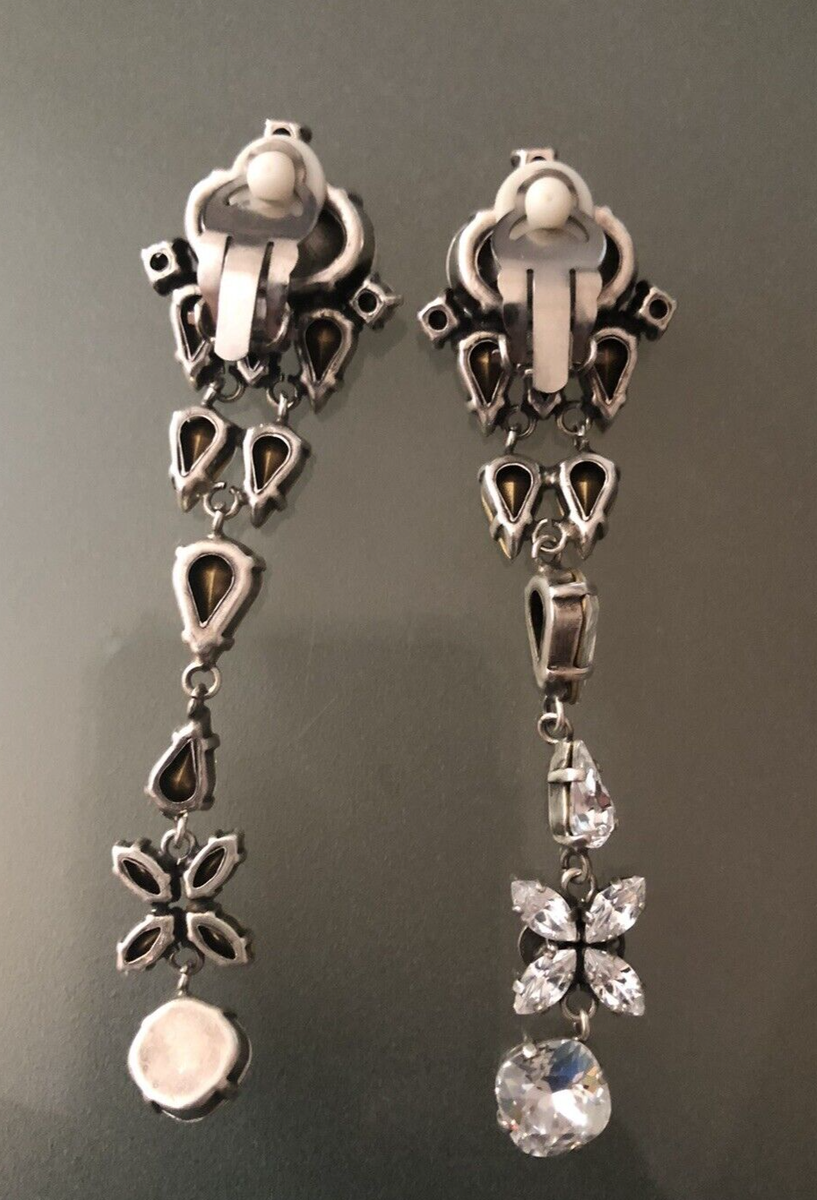 Boucles D'oreilles Clip Cristal Signées Synthétic Paris - Occasion