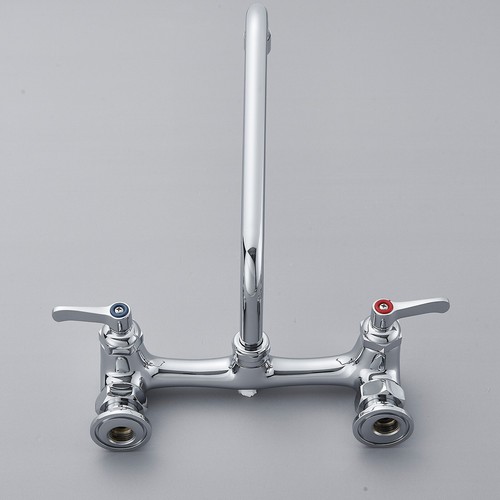 Commercial Kitchen Faucet Wall Mount 8in Center 12"Spout 2 Handle Restaurant Tap - Picture 11 of 12