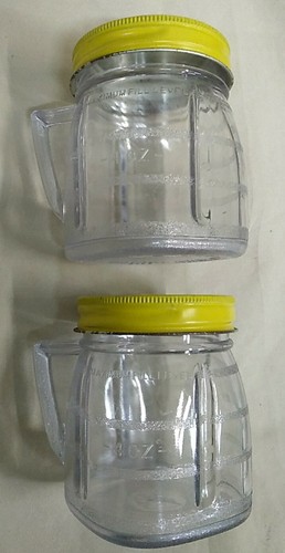 6 Vintage Osterizer Mini Blend Containers In Oster Box, 2 Plastic, 4 Glass - Picture 2 of 11