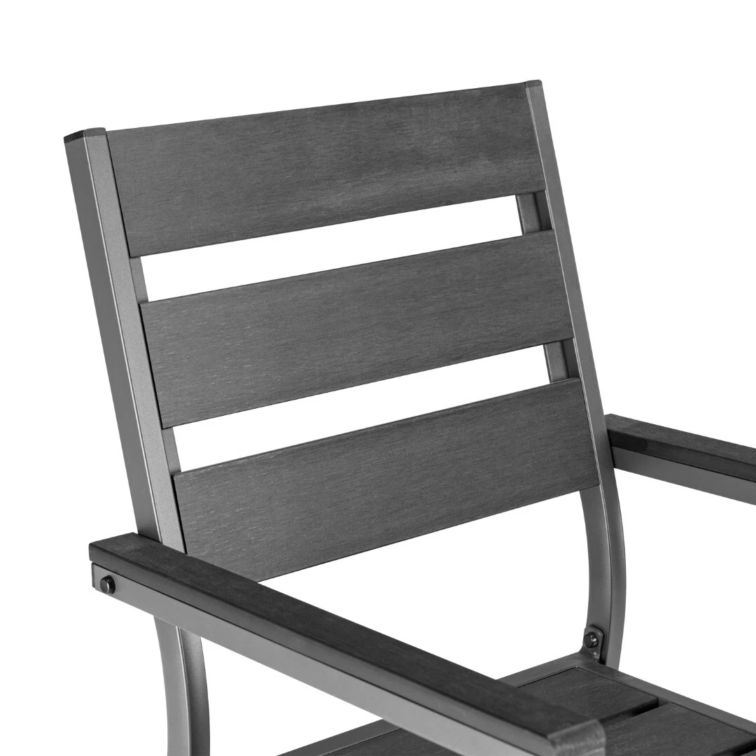 ALEOS. 6 sillas de jardín MILOS sillón de jardín sillón apilable aluminio tela textil WPC