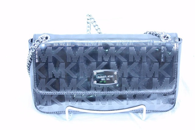 Michael Kors Jet Set Chain Nickel Shoulder Flap Mirror Metallic Authentic Michael Kors Women S 100 Patent Leather Nickel Clutch