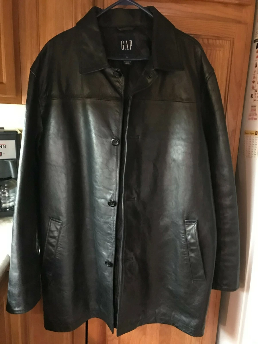Vintage Men's GAP Leather Black Coat Size XL