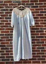 Women's vintage M 60s Aristocraft sheer blue nylon nightgown with lace top
