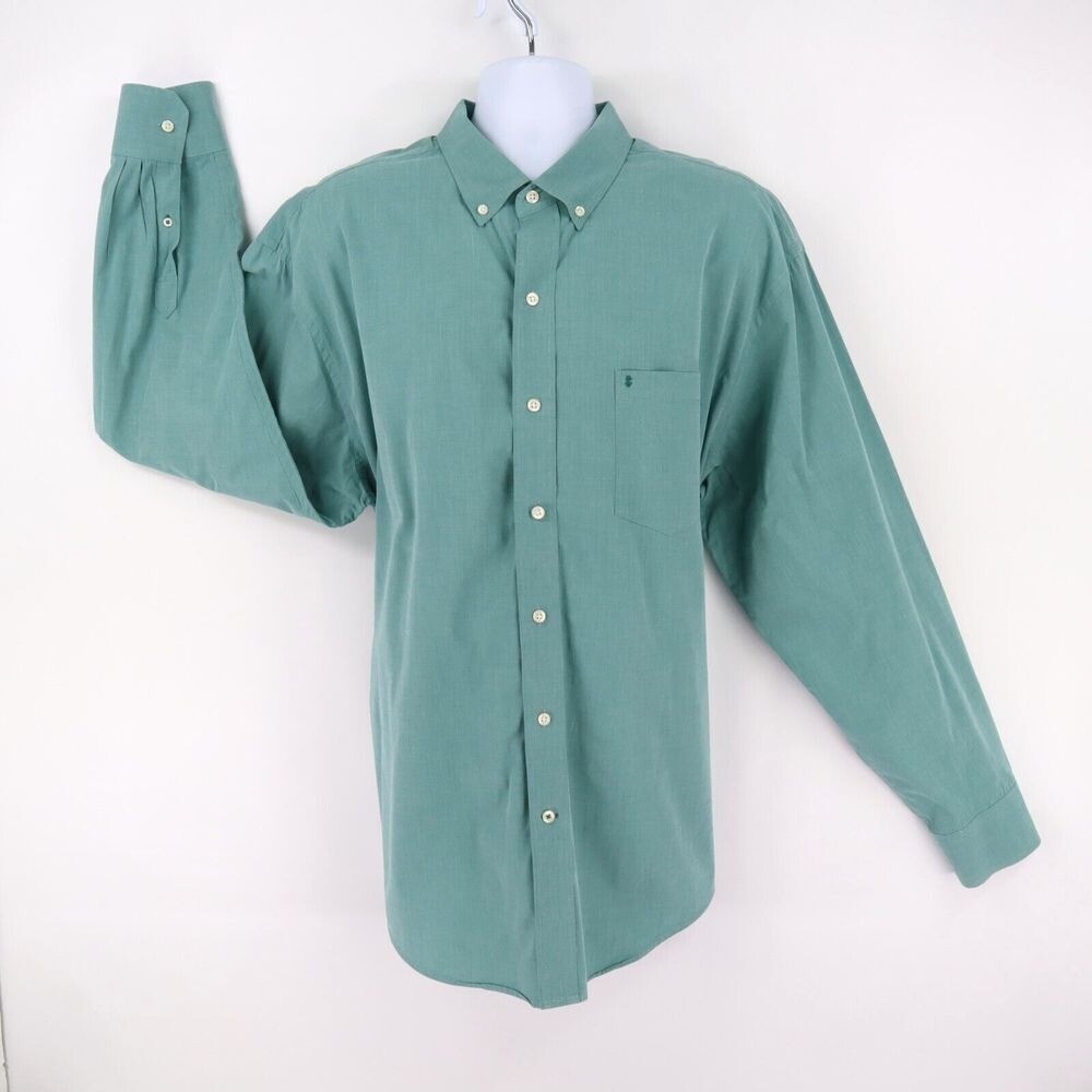 Izod Dress Shirt Button Down Collar Mens Size XXL Green 100% Cotton Pocket Izod Dress Shirt Button Down Collar Mens Size XXL Green 100% Cotton Pocket