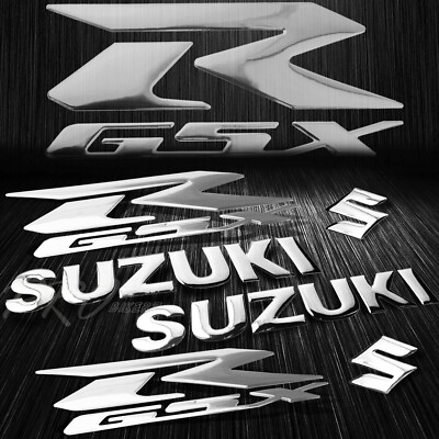 5.75'' ABS Logo+Letter Decal+6.25'' GSXR GSX Fairing Emblem Sticker Suzuki Chromed