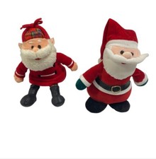 2 Vintage Stuffed Plush Santa Claus Toy Red White Stuffin Dandee International