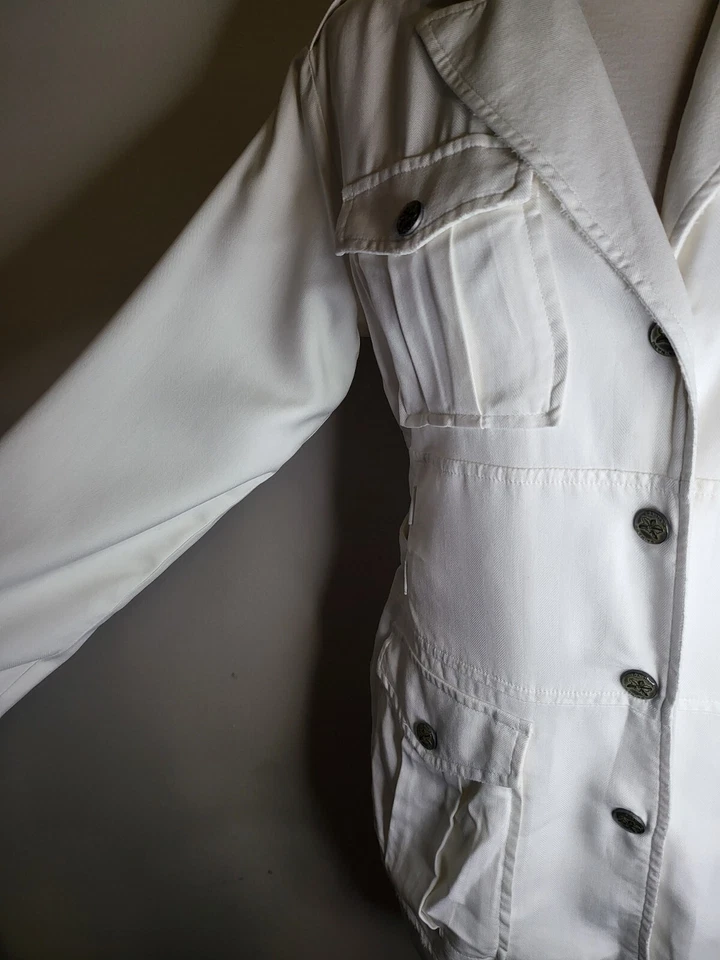 Da Nang White Silk White Embroidered Snap Jacket Size XS - Image 4 of 4