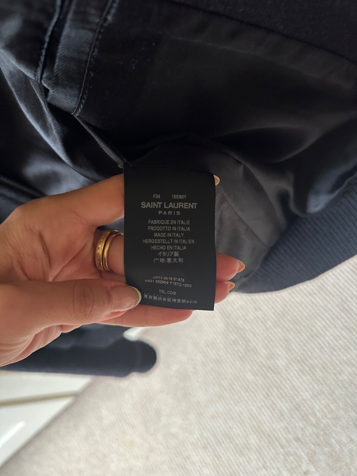 Bomber Saint Laurent nero lana e pelle EU 34 UK 6