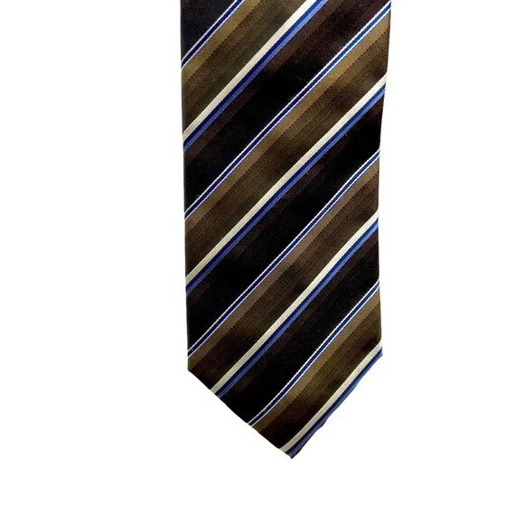 Corbata John Ashford. Marrón oscuro, azul con rayas blancas Foto 2 de 4