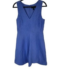 J Crew Dress Womens 8 A-Line Cotton  V-Neck Sleeveless Cornflower Lined