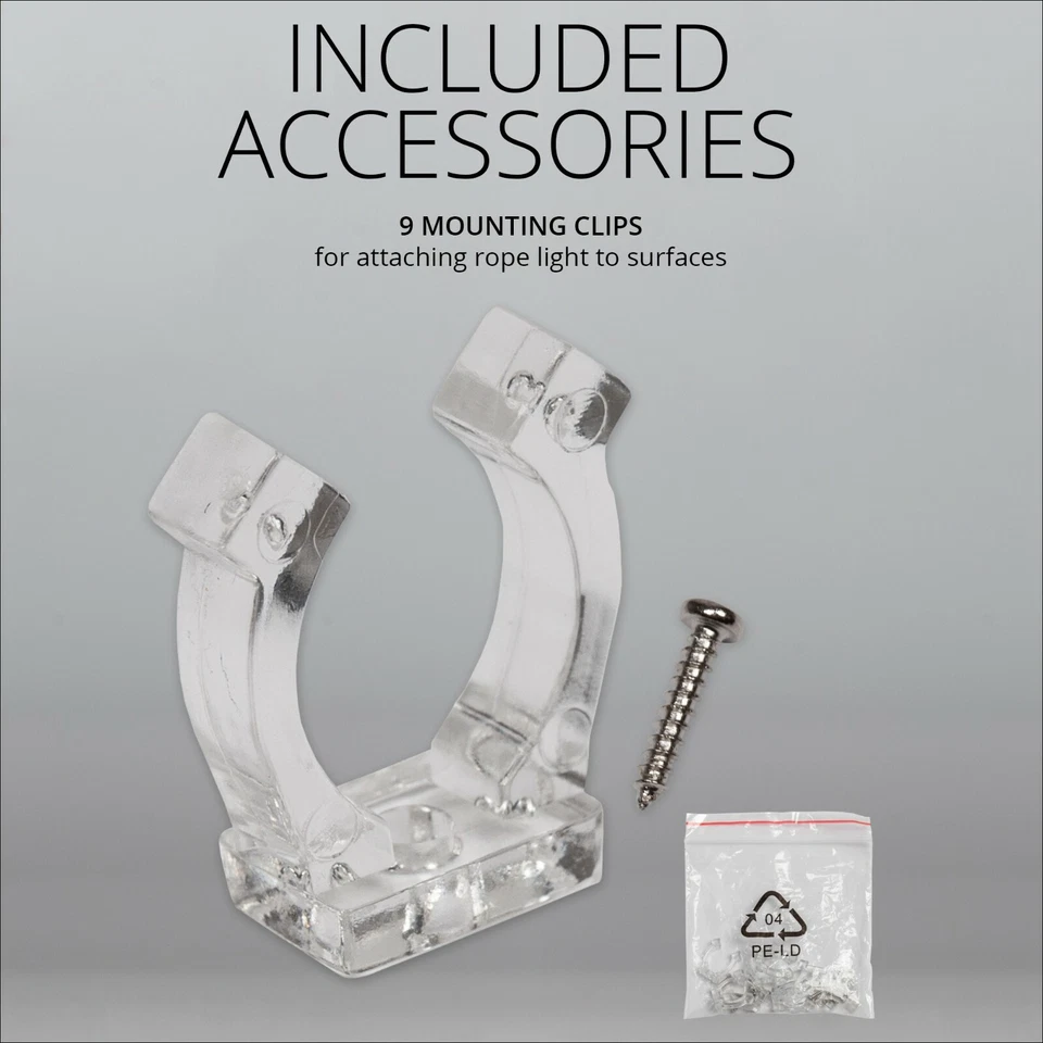 18 ft Heavy Duty Rope Light Kits End to End Connectable Indoor/Outdoor w/ Clips - Image 4 of 4