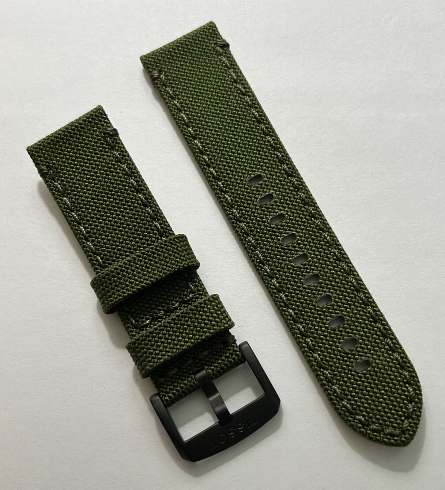 Original Tissot Chrono 22mm T116617A GREEN Fabric Canvas Watch Band