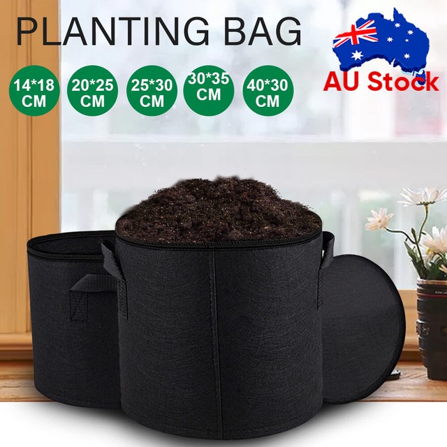 Pack of 10 Fabric Grow Pots Breathable Planter Bags 1/3/5/7/10 Gallon