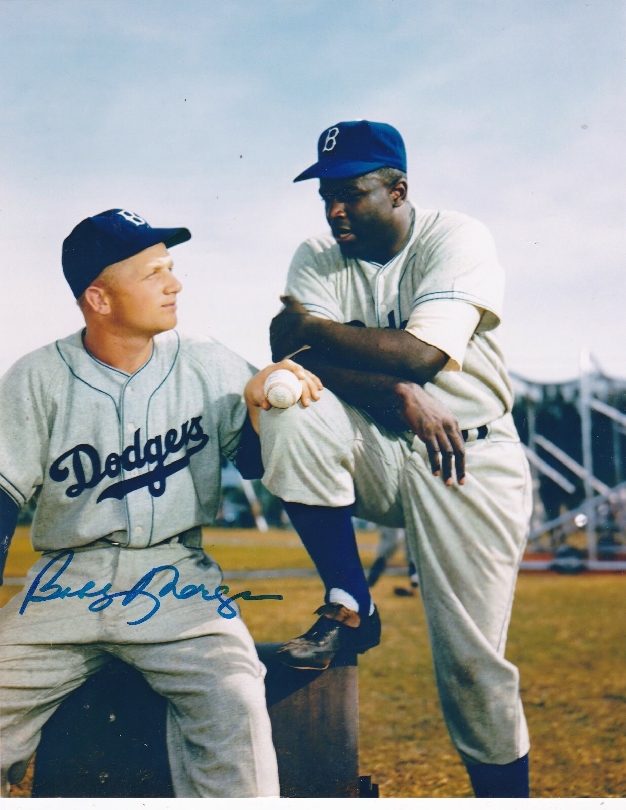 Jackie Robinson Autographed Signed Brooklyn Dodgers BOBBY MORGAN W/ ACTION 8x10 