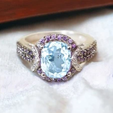 Aquamarine Gemstone With 925 Sterling Silver Groom Ring For Men's #BL257