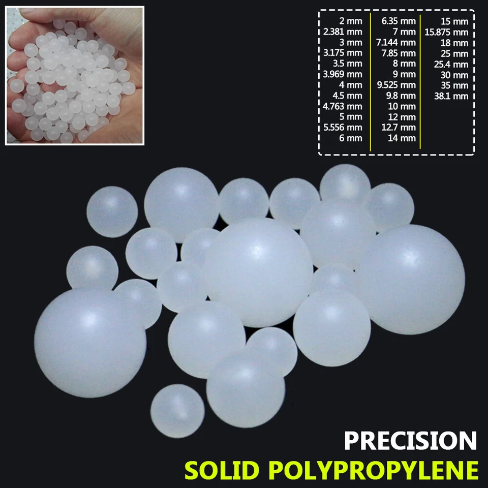 2mm to 40mm Precision Solid PP Plastic Balls Polypropylene Sealing Rolling Beads