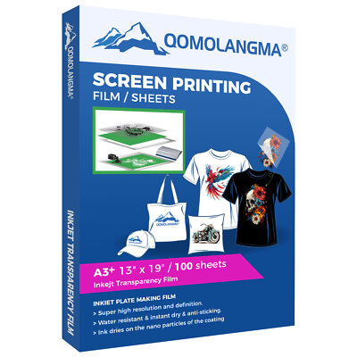100 Sheets* 13'' x 19'' Waterproof Inkjet Transparency Film for Screen Print