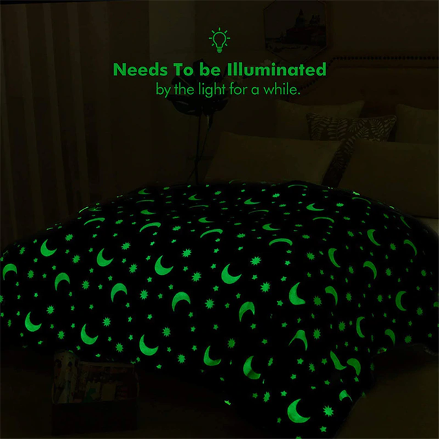 Glow in The Dark Throw Blanket Star Shining Bed Luminous Bday Cozy Gift