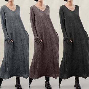 long sleeve black maxi dress casual