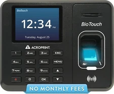 BioTouch Fingerprint Time Clock – Acroprint – No Monthly Fee, USB & Secure Log