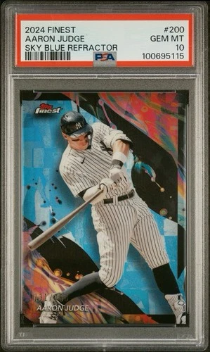 2024 Aaron Judge Topps Finest  Uncommon Blue Refractor /150 PSA 10