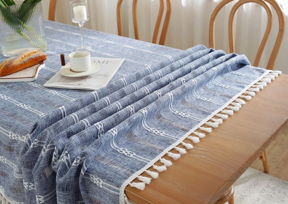 Chic Hollow Striped Tablecloth Coffee Tea Dining Table Cover Home Decor Gift - Image 4 of 4