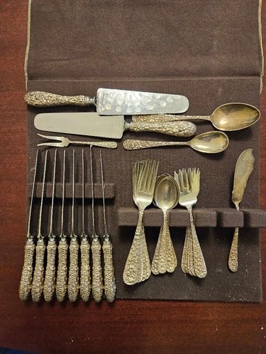 Kirk Stieff sterling silver 'Rose' pattern flatware - 37 pieces total