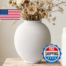 Kayolin White Round Ceramic Vase Home Decor Large Farmhouse Table Vases Rustic