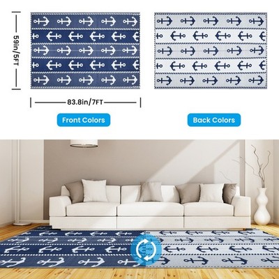 SUNRAY OUTDOOR RUG 7X5 PLASTIC REVERSIBLE OUTDOOR RUG PATIO RV BEACH PICNIC DECK