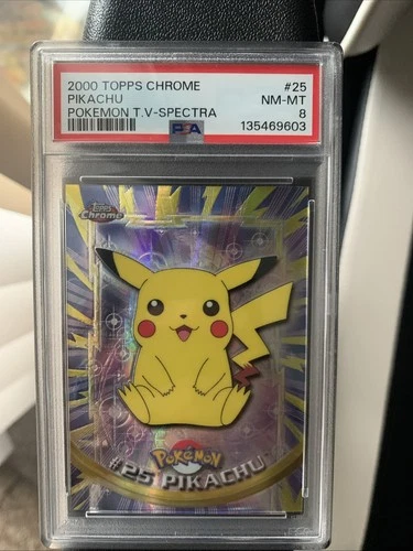 Pikachu 2000 Pokémon T.V. Topps Chrome Spectra #25 PSA 8