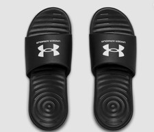 Under Armour Men's Ansa Fixed Strap Slide Black White Size 8 - NEW WITH BAG