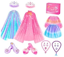  Princess Dress Up, Dress Up Clothes for Girls Princess's Toys Set with 