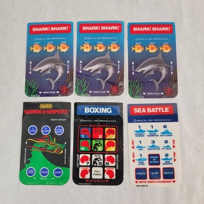 Mattel Intellivision Game Controller Overlays Lot of 6 Vintage Shark Swords Sea