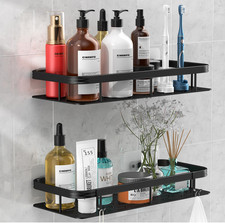 Wall Mounted Shower Caddy Shelf Organizer Rack - 2 Pack 12 inch no drilling BLK