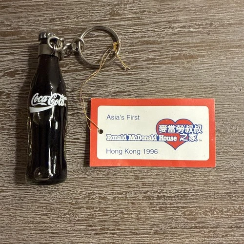 Vintage 1996 Ronald McDonald House Hong Kong Opening Coca Cola Bottle Keychain