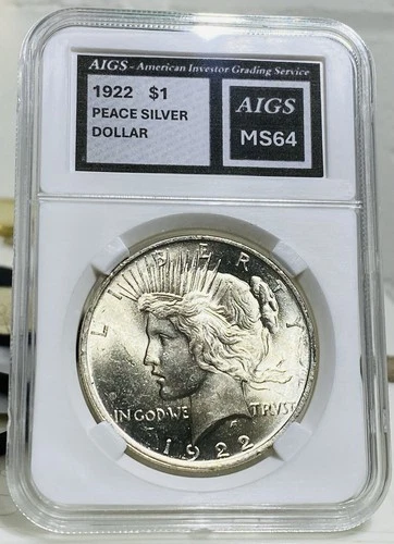 1922 p PEACE DOLLAR MS64 - GRADED by AI ! Only $5 Over Melt Price !!