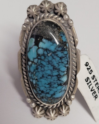 Blue moon turquoise adjustable ring -  SS 925 - handmade
