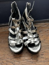 Women’s Nasty Gal Gladiator Platform Sandals Silver Size 8