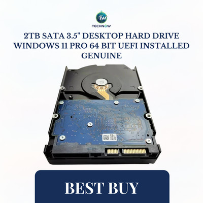 2TB SATA 3.5'' Desktop Hard Drive Windows 11 Pro 64 bit UEFI Installed Genuine
