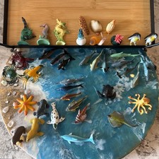 Mixed Lot Of 40 Mini Plastic Sea Life Animal Figures Sharks Whales Fish Ages 4 