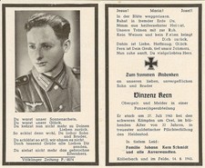Death Notice: Wehrmacht Obergefr. in Panzerjäger Abtg; KIA by OREL, Russia 1942