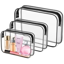 Portable Clear PVC Toiletry Bag Makeup Pouch TSA Approved Travel Organizer