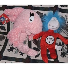 Dr Seuss Cat in the Hat Plush Pink Fish/Thing 1 Official Movie Kohls Cares T1